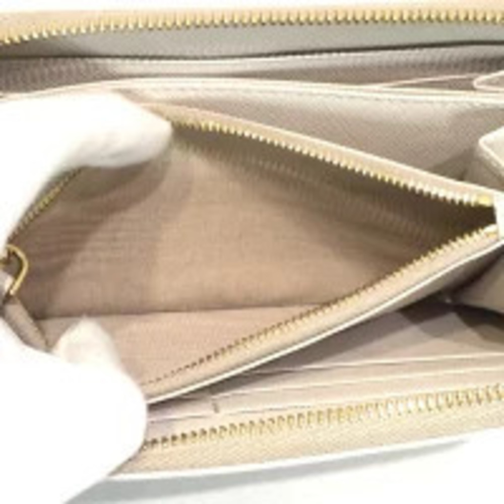 PRADA Long Wallet Round Zipper Wallet Bill Card White Leather - Picture 10 of 10